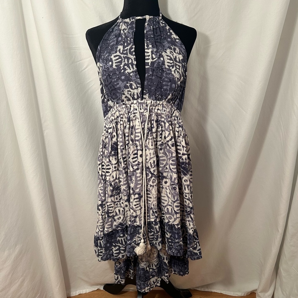 Free People Beach Day Mini Dress in Blue & White/ Ivory